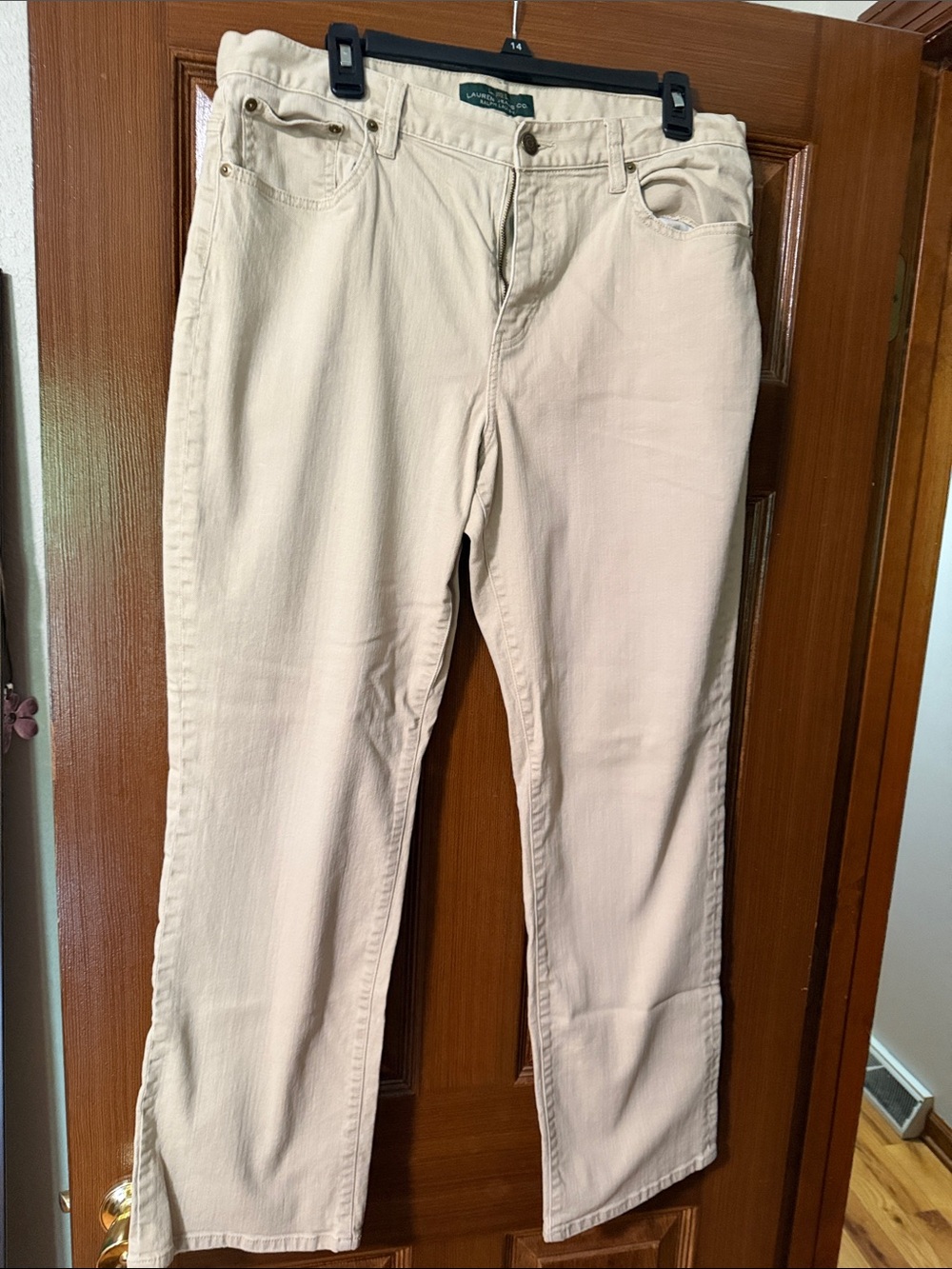 Lauren Ralph Lauren Cream Straight-Leg Jeans
